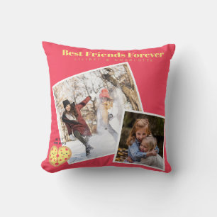 Funny BFF PHOTO COLLAGE Gift Pizza Friends Cushion