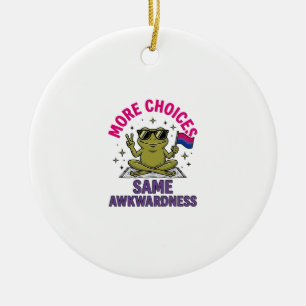Funny Bi Frog Pride Shirt Design_1 Ceramic Tree Decoration