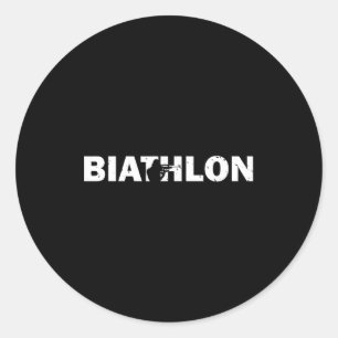 Funny biathlon biathlete shooting skiing target classic round sticker