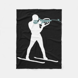 Funny Biathlon Biathlete Shooting Skiing Target Sp Fleece Blanket