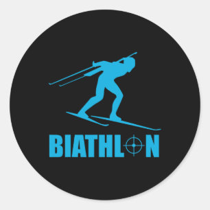 Funny Biathlon Target Sports Biathlete Shooting Sk Classic Round Sticker