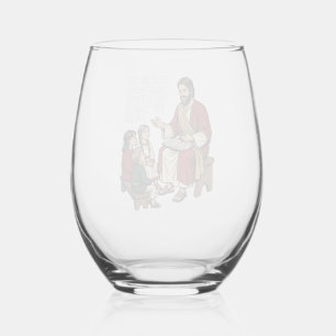 Funny Bible Story Vintage Religious Teacher Shirt Stemless Wine Glass
