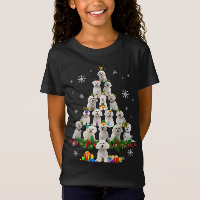 Funny Bichon Frise Christmas Tree Pet Dog Lover Ch T-Shirt (Front)
