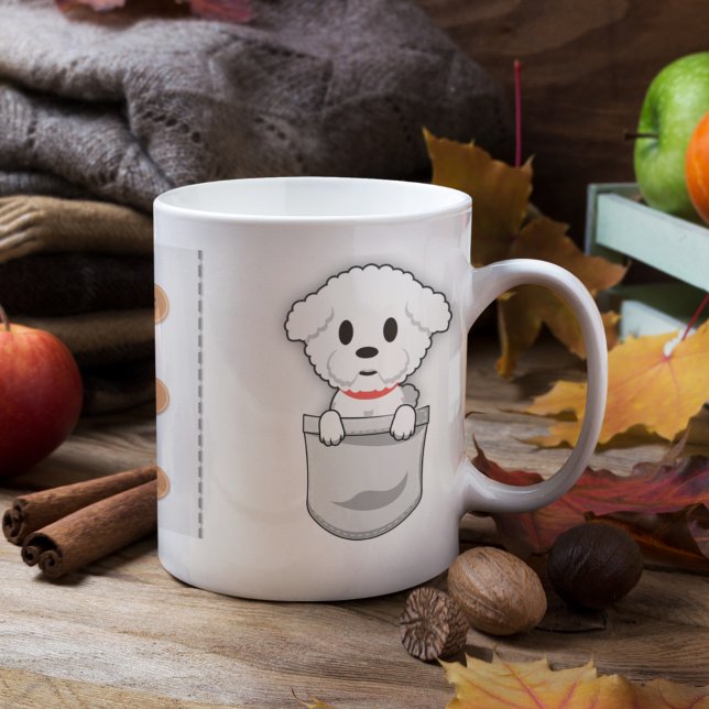 Funny Bichon Frisé Pocket Design Dog Lover Person Coffee Mug (Creator Uploaded)