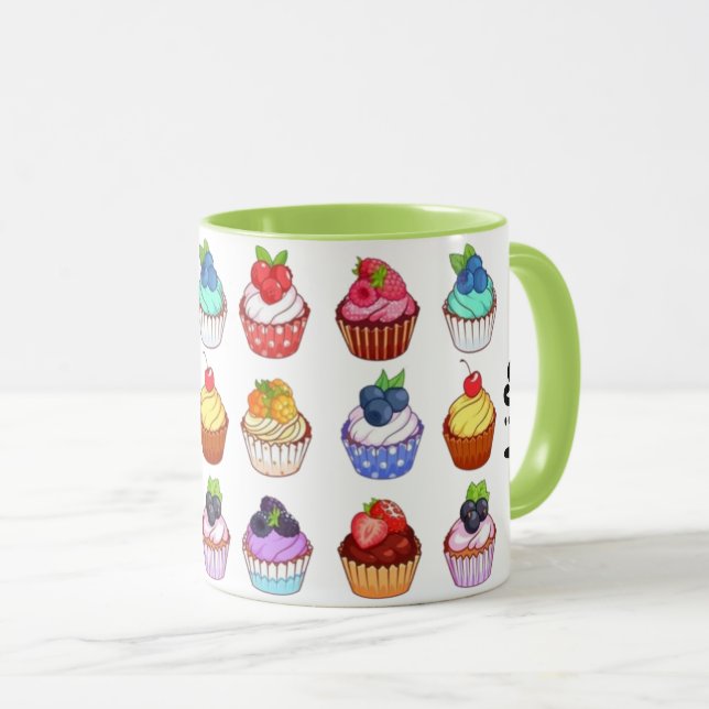 Funny bicolour cupcake coffee mug (Front Right)