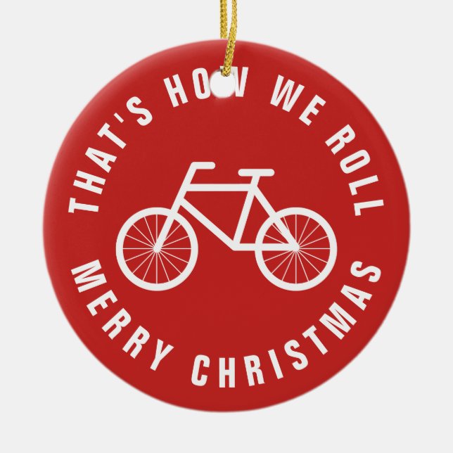 Funny bicycle Christmas tree ornament photo (Front)