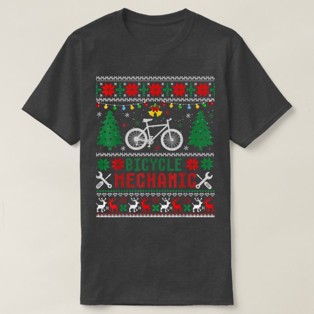 Funny Bicycle Mechanic Ugly Christmas Sweaters  (Design Front)