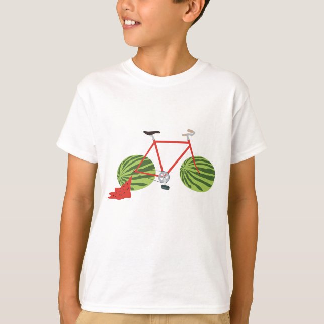 Funny Bicycle with Watermelon Wheels T-Shirt (Front)