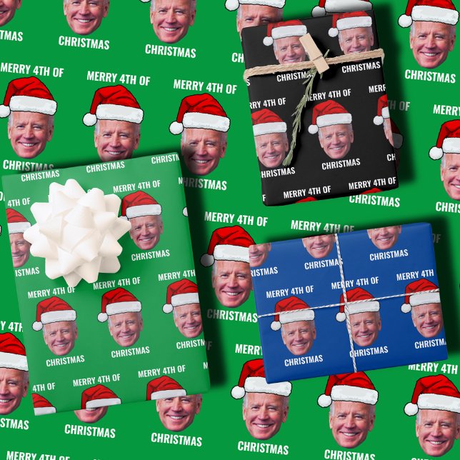 Funny Biden Confused Merry Happy 4th of July  Wrapping Paper Sheet (Creator Uploaded)