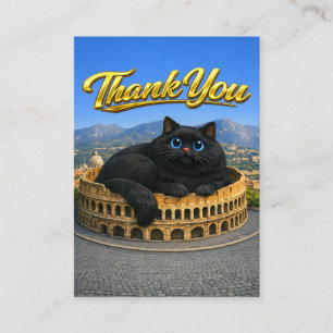 Funny Big Black Cat Roman Colosseum Thank You Enclosure Card