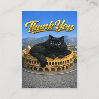 Funny Big Black Cat Roman Colosseum Thank You Enclosure Card