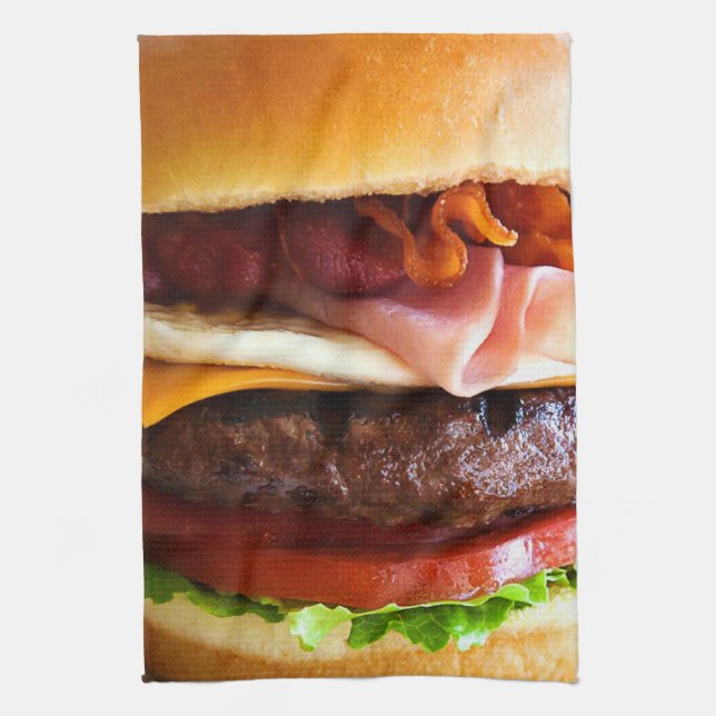 Funny big burger tea towel (Vertical)