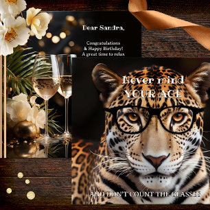 Funny Big Cat Booze Birthday Card