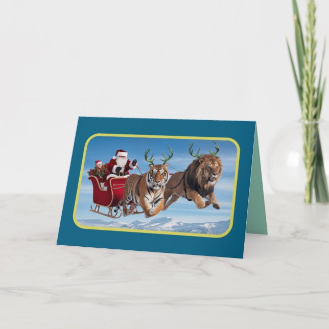 Funny Big Cat Christmas Holiday Card (Front)
