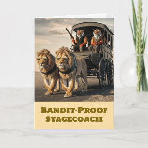 Funny Big Cat Stagecoach Greeting  Card