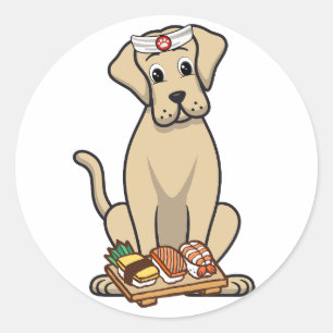 Funny Big dog is a sushi chef Classic Round Sticker
