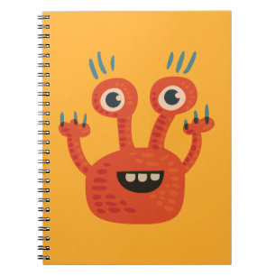 Funny Big Eyed Smiling Cute Monster Spiral Notebook