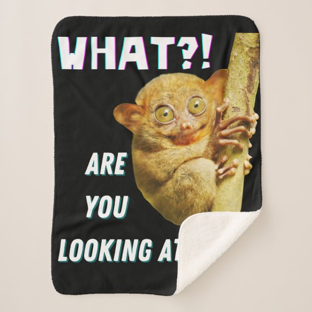 Funny Big Eyed Tarsier What Are You Looking At Sherpa Blanket (Front)