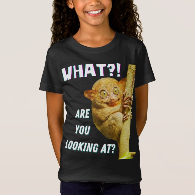 Funny Big Eyed Tarsier What Are You Looking At T-Shirt (Front)