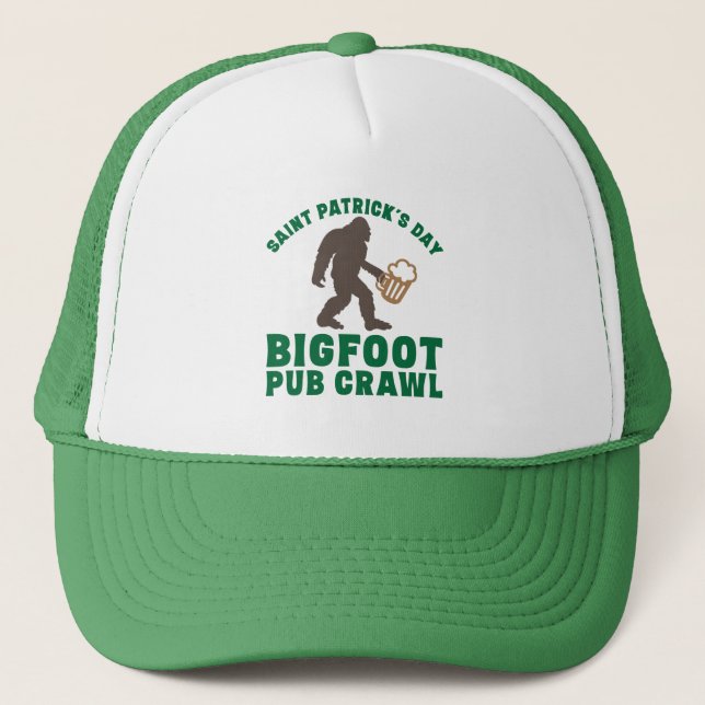 Funny Big Foot Pub Crawl St Patricks Day   Trucker Hat (Front)