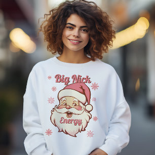 Funny Big Nick Energy Retro Santa Sweatshirt