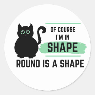 Funny Big Round Cat Black Round Shaped Cat Classic Round Sticker