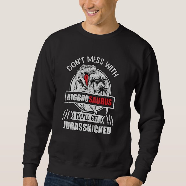 Funny BigBroSaurus Dinosaur Big Brother Gift Sweatshirt (Front)