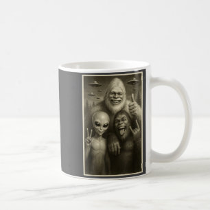 Funny Bigfoot, Alien, & Yeti Sasquatch Rock On Coffee Mug