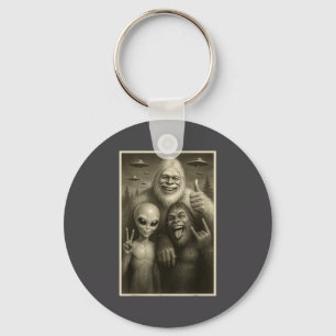 Funny Bigfoot, Alien, &amp; Yeti Sasquatch Rock On Key Ring