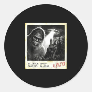 Funny bigfoot alien ufo vintage evidence photo  classic round sticker