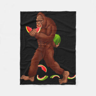 Funny bigfoot & watermelon slice summer fleece blanket