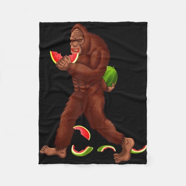 Funny bigfoot &amp; watermelon slice summer fleece blanket (Front)