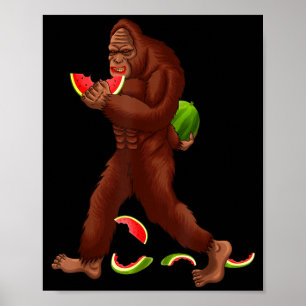 Funny bigfoot &amp; watermelon slice summer poster