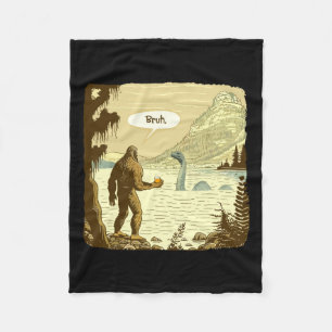 Funny Bigfoot And Nessie Bruh Moment Beer  Fleece Blanket