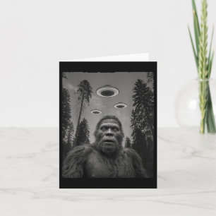 Funny Bigfoot And Ufo Selfie Card