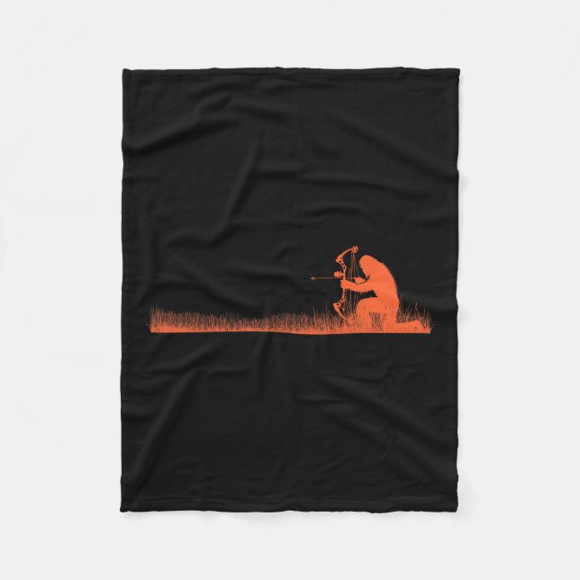Funny Bigfoot Archery Bow Hunter Sasquatch Bow Hun Fleece Blanket (Front)