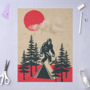 Funny Bigfoot Birthday Vintage Camping Moon Forest Tissue Paper