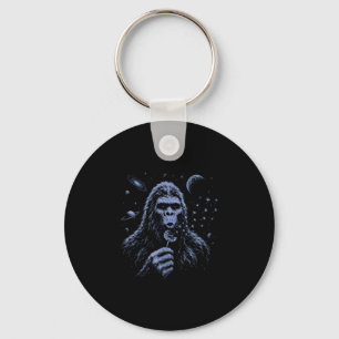 Funny bigfoot blowing dandelion sasquatch wishes key ring