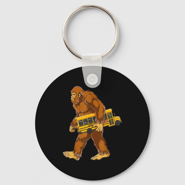 Funny Bigfoot Bus Driver Sasquatch School Bus Love Key Ring (Front)
