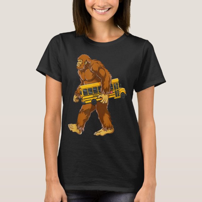 Funny Bigfoot Bus Driver Sasquatch School Bus Love T-Shirt (Front)