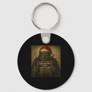 Funny Bigfoot Christmas – Xmas Sasquatch Mugshot Key Ring