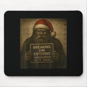 Funny Bigfoot Christmas – Xmas Sasquatch Mugshot Mouse Pad