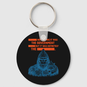 Funny Bigfoot Conspiracy Tin Foil Hat Government Key Ring