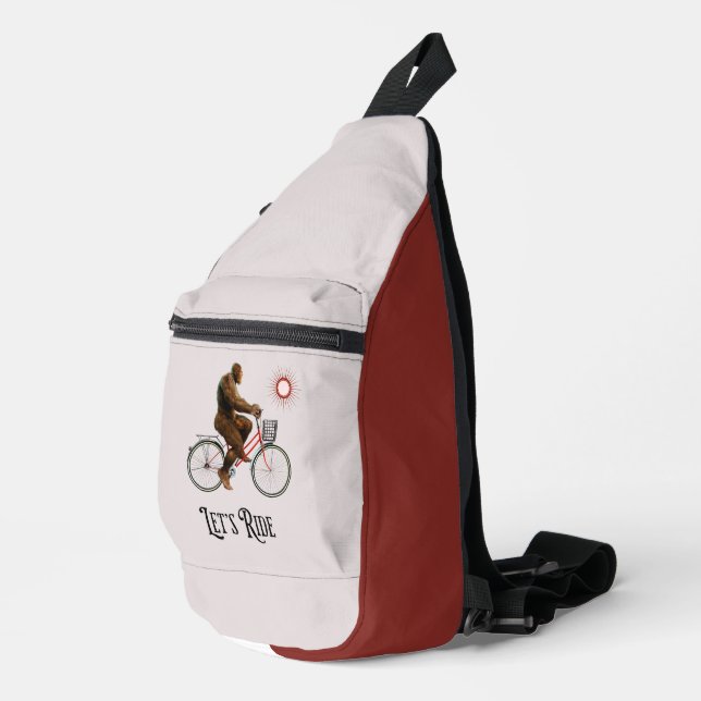 Funny Bigfoot Cycling Adventure Retro Sling Bag (Right Corner)