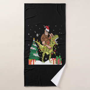 Funny Bigfoot Dinosaur Christmas Tree Rex Pyjamas Bath Towel