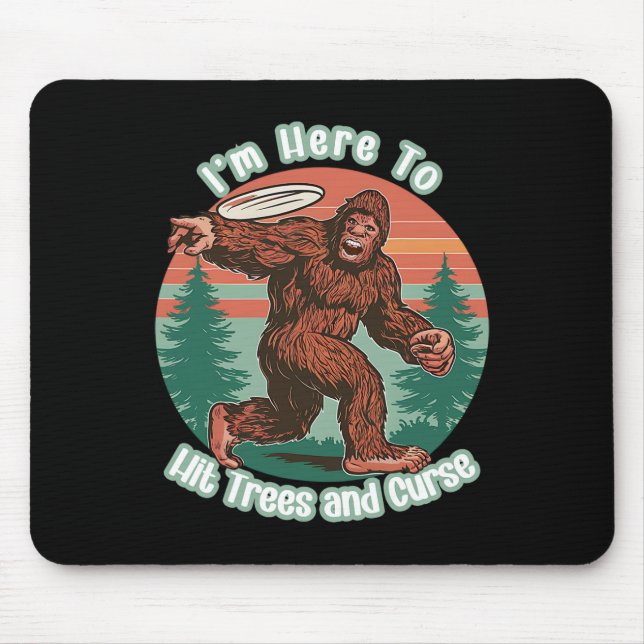 Funny Bigfoot Disc Golf Hit Trees And Curse Disc G Mouse Pad (Front)