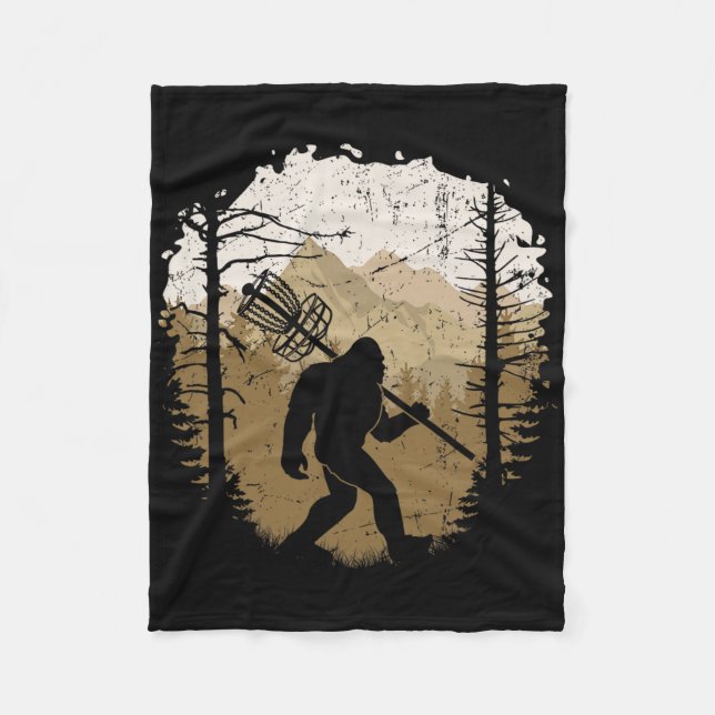 Funny Bigfoot Disc Golf Player Sasquatch Disc Golf Fleece Blanket (Front)