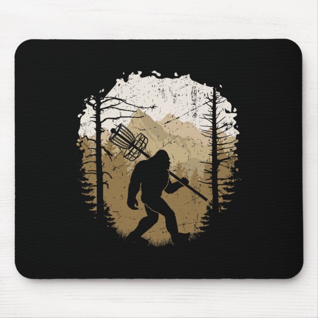 Funny Bigfoot Disc Golf Player Sasquatch Disc Golf Mouse Pad (Front)