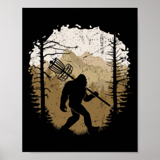 Funny Bigfoot Disc Golf Player Sasquatch Disc Golf Poster