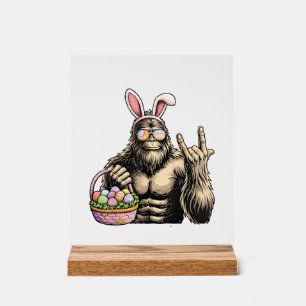 Funny Bigfoot Easter Egg Rock Sasquatch Easter Day Acrylic Sign